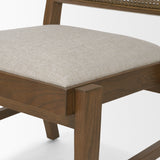 Reid Framed Brown Cane Cream Fabric Dining Chair, Set of 2 from Mercana - Luna Furniture