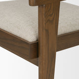 Reid Framed Brown Cane Cream Fabric Dining Armchair from Mercana - Luna Furniture