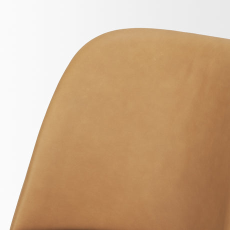 Abbie Slope Curved Back Tan Leather Dining Side Chair, Set of 2 from Mercana - Luna Furniture