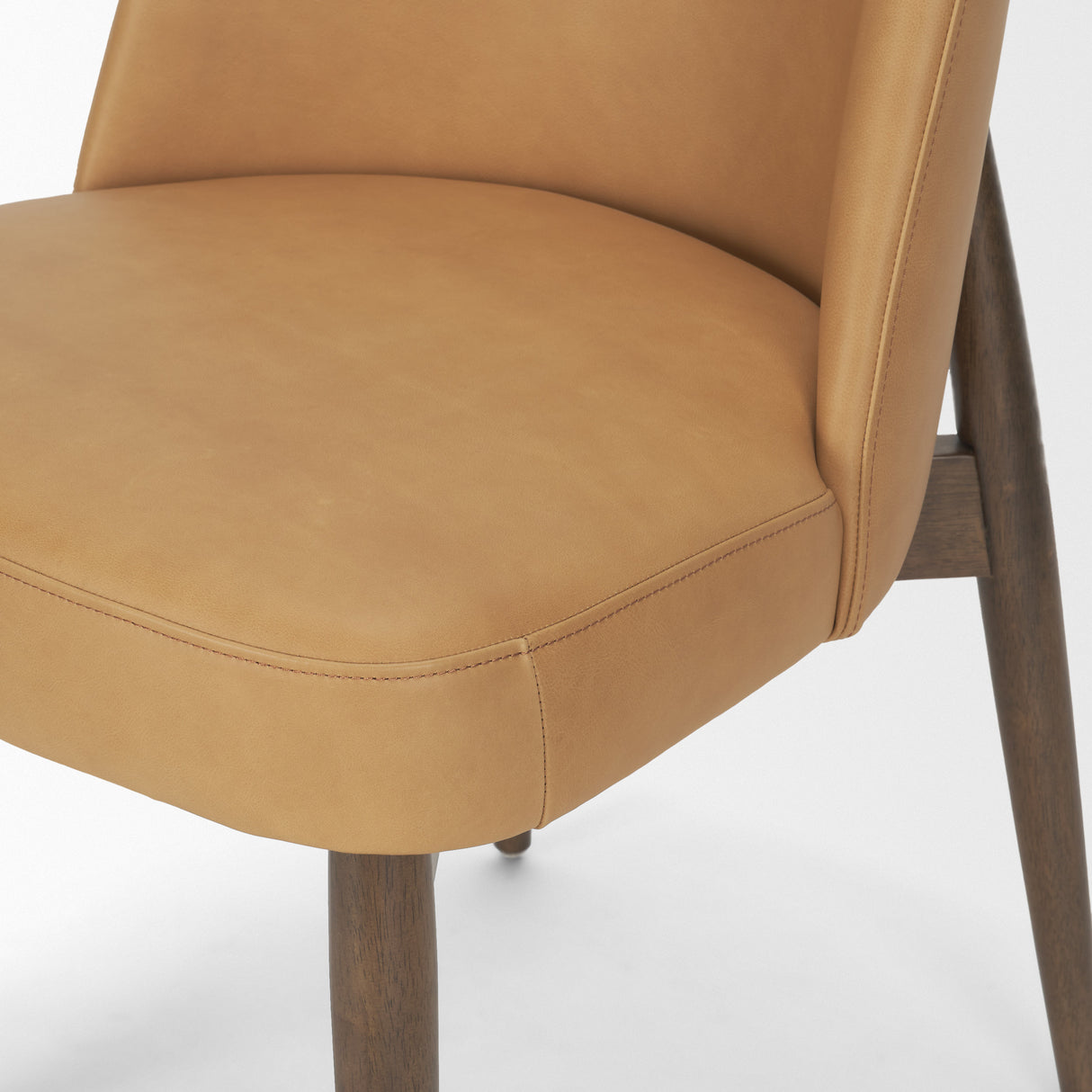 Abbie Slope Curved Back Tan Leather Dining Side Chair, Set of 2 from Mercana - Luna Furniture