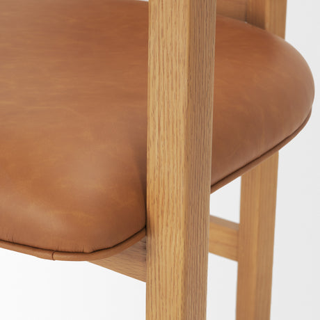 Carlisle Curved Back Tan Leather Tripod Frame Dining Armchair from Mercana - Luna Furniture
