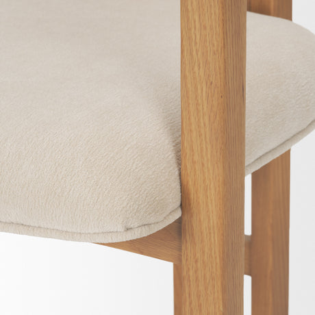Carlisle Curved Back Cream Chenille Tripod Frame Dining Armchair from Mercana - Luna Furniture