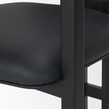 Carlisle Curved Back Black Leather Tripod Frame Dining Armchair from Mercana - Luna Furniture