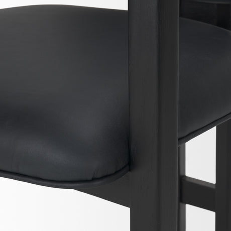 Carlisle Curved Back Black Leather Tripod Frame Dining Armchair from Mercana - Luna Furniture