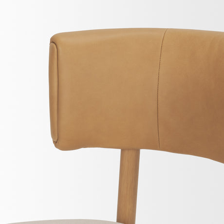 Motley Curved Open Back Cream Fabric and Tan Leather Dining Chair, Set of 2 from Mercana - Luna Furniture