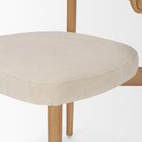 Motley Curved Open Back Cream Fabric and Tan Leather Dining Chair, Set of 2 from Mercana - Luna Furniture