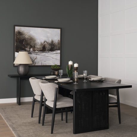 Grier 65" Black Wood w/ Black Cane Console Table from Mercana - Luna Furniture