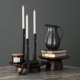 Declan Textured Matte Black Cast Metal Taper Candle Holder from Mercana - Luna Furniture