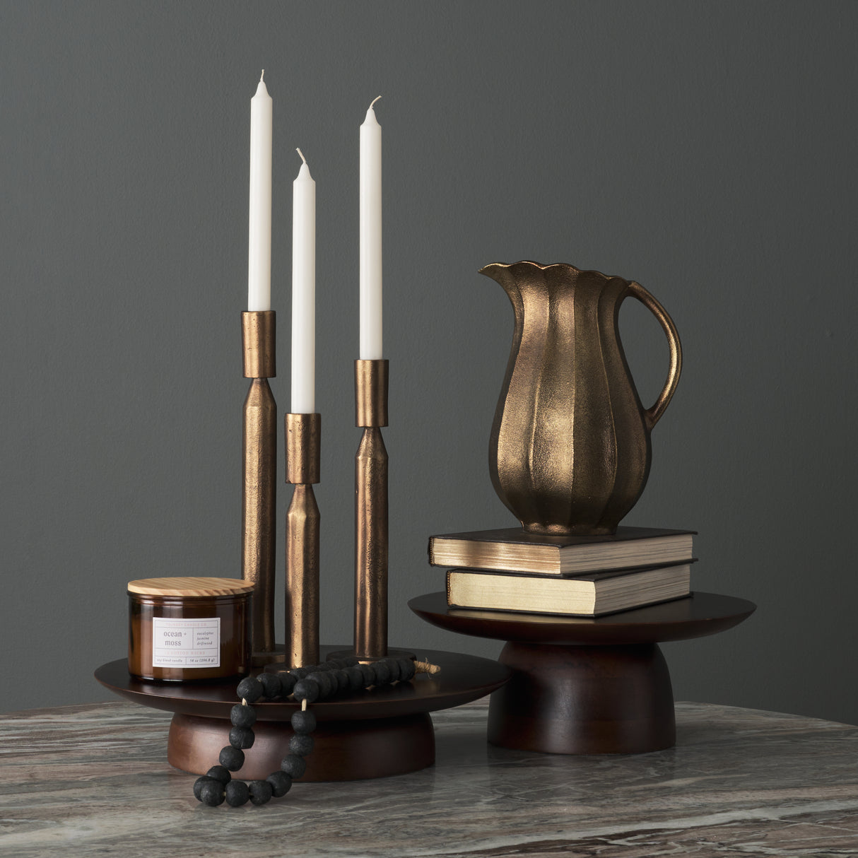 Sadira Large Mid-Dark Brown Solid Wood Round Riser from Mercana - Luna Furniture