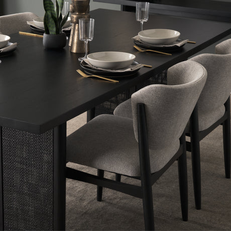 Grier 84" Black Wood w/ Black Cane Dining Table from Mercana - Luna Furniture