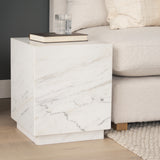 Matteo Solid White Marble Square Side Table from Mercana - Luna Furniture
