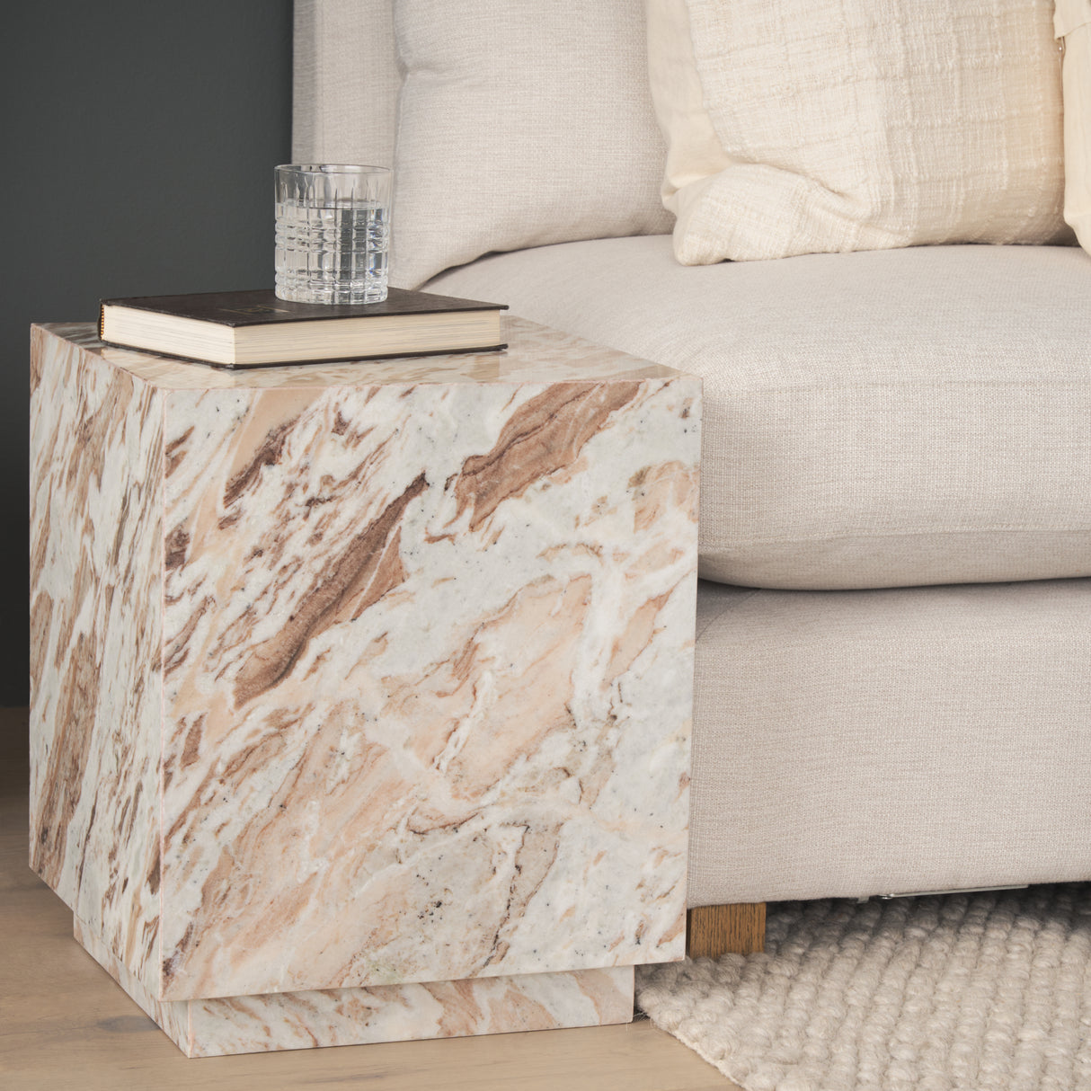 Matteo Solid Pink Marble Square Side Table from Mercana - Luna Furniture