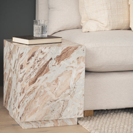 Matteo Solid Pink Marble Square Side Table from Mercana - Luna Furniture
