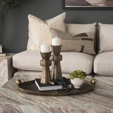 Jianna Small Oval Textured Antiqued Gold Metal Tray with Handles from Mercana - Luna Furniture