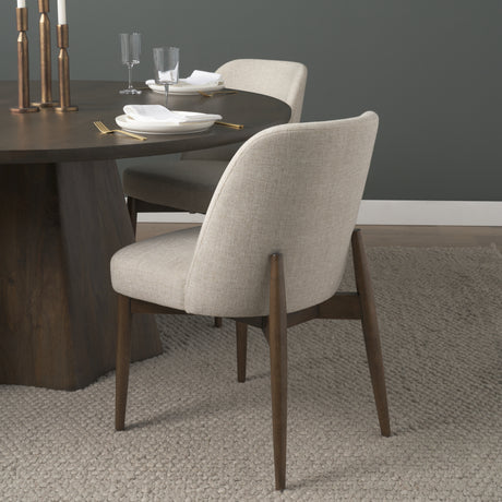 Abbie Curved Back Oatmeal Fabric Armless Dining Chair, Set of 2 from Mercana - Luna Furniture