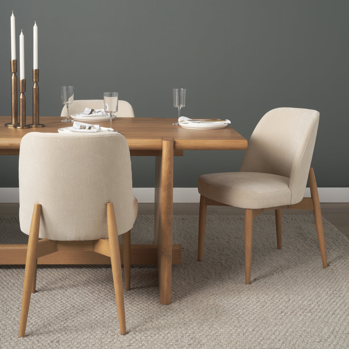 Abbie Curved Back Oatmeal Fabric Dining Side Chair, Set of 2 from Mercana - Luna Furniture