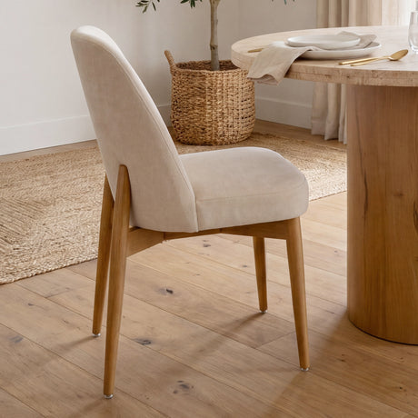 Abbie Curved Back Oatmeal Fabric Dining Side Chair, Set of 2 from Mercana - Luna Furniture