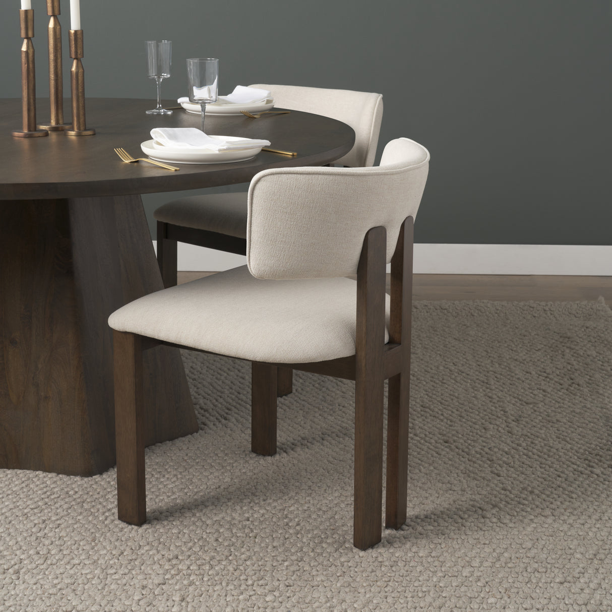 Soho Curved Open Back Cream Chenille Tripod Frame Dining Chair, Set of 2 from Mercana - Luna Furniture