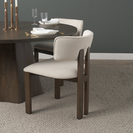 Soho Curved Open Back Cream Chenille Tripod Frame Dining Chair, Set of 2 from Mercana - Luna Furniture