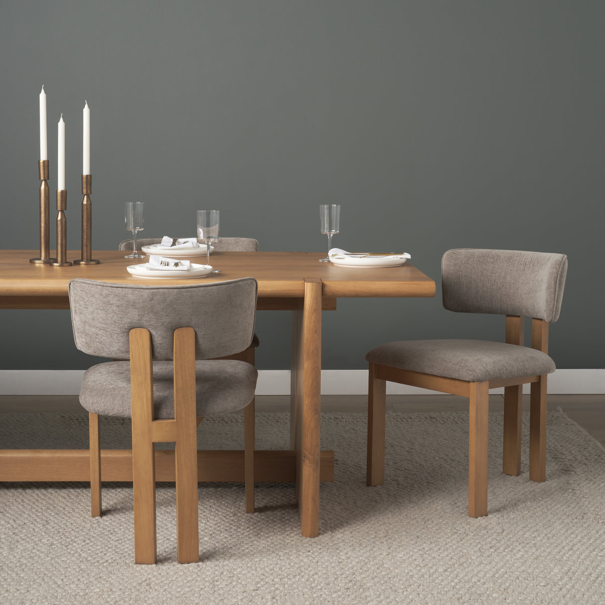 Soho Curved Open Back Gray Chenille Tripod Frame Dining Side Chair, Set of 2 from Mercana - Luna Furniture