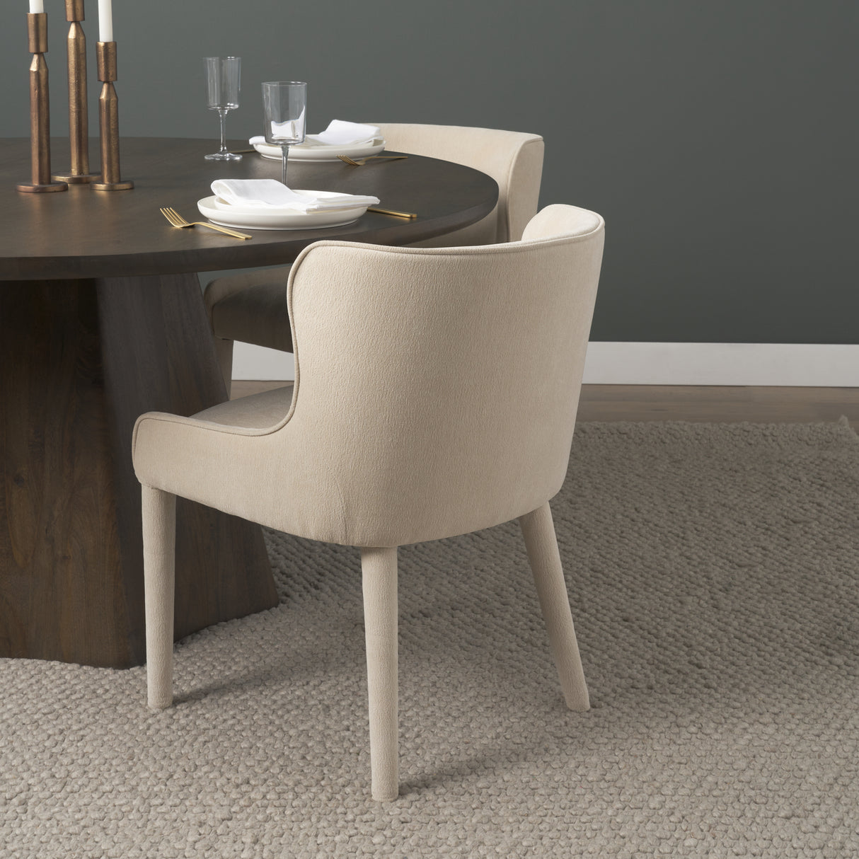 Nolan Slope Cream Chenille Dining Chair, Set of 2 from Mercana - Luna Furniture