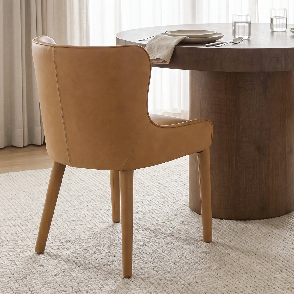 Nolan Slope Tan Leather Dining Chair, Set of 2 from Mercana - Luna Furniture