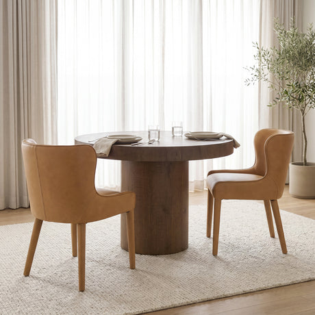 Nolan Slope Tan Leather Dining Chair, Set of 2 from Mercana - Luna Furniture