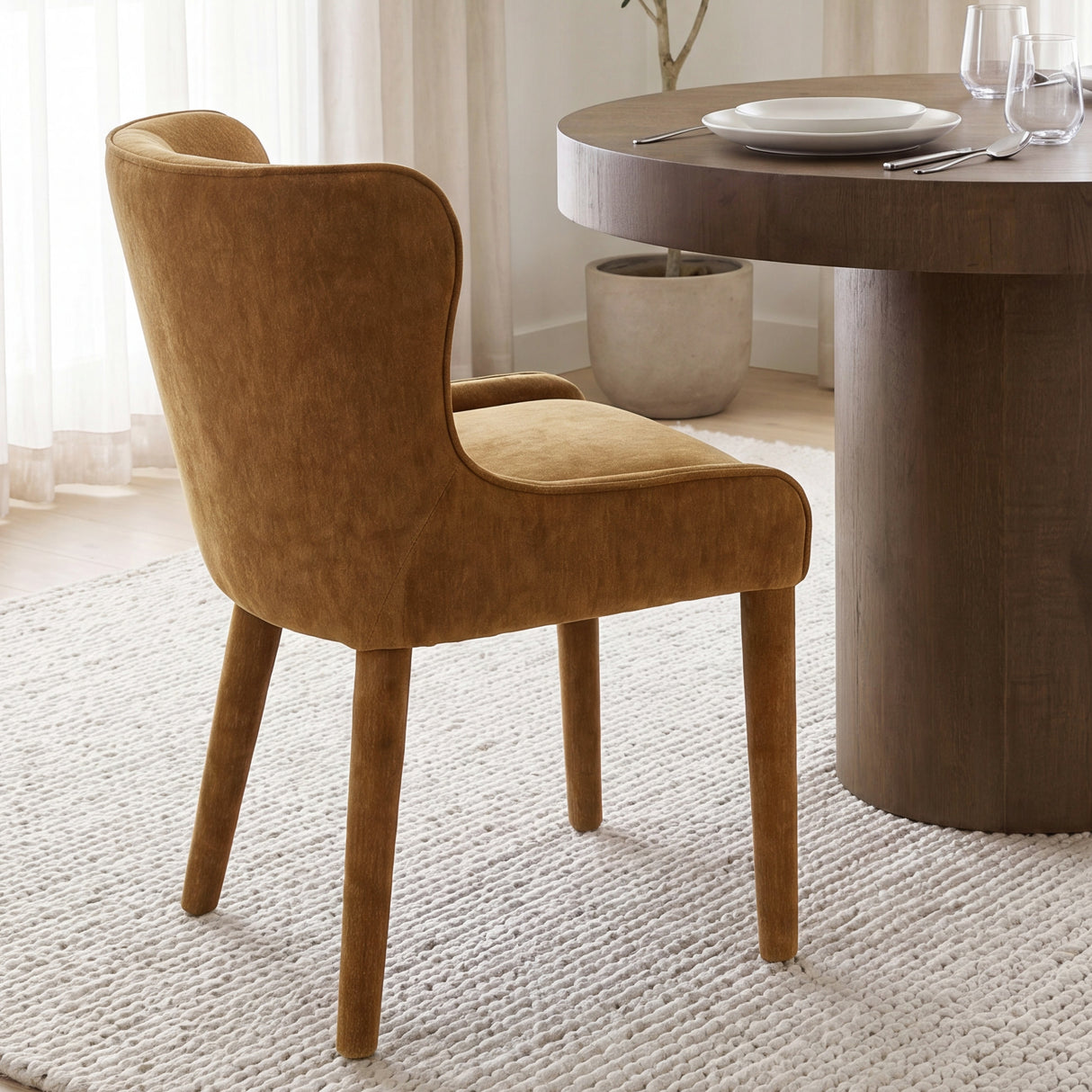 Nolan Slope Rust Chenille Dining Chair, Set of 2 from Mercana - Luna Furniture