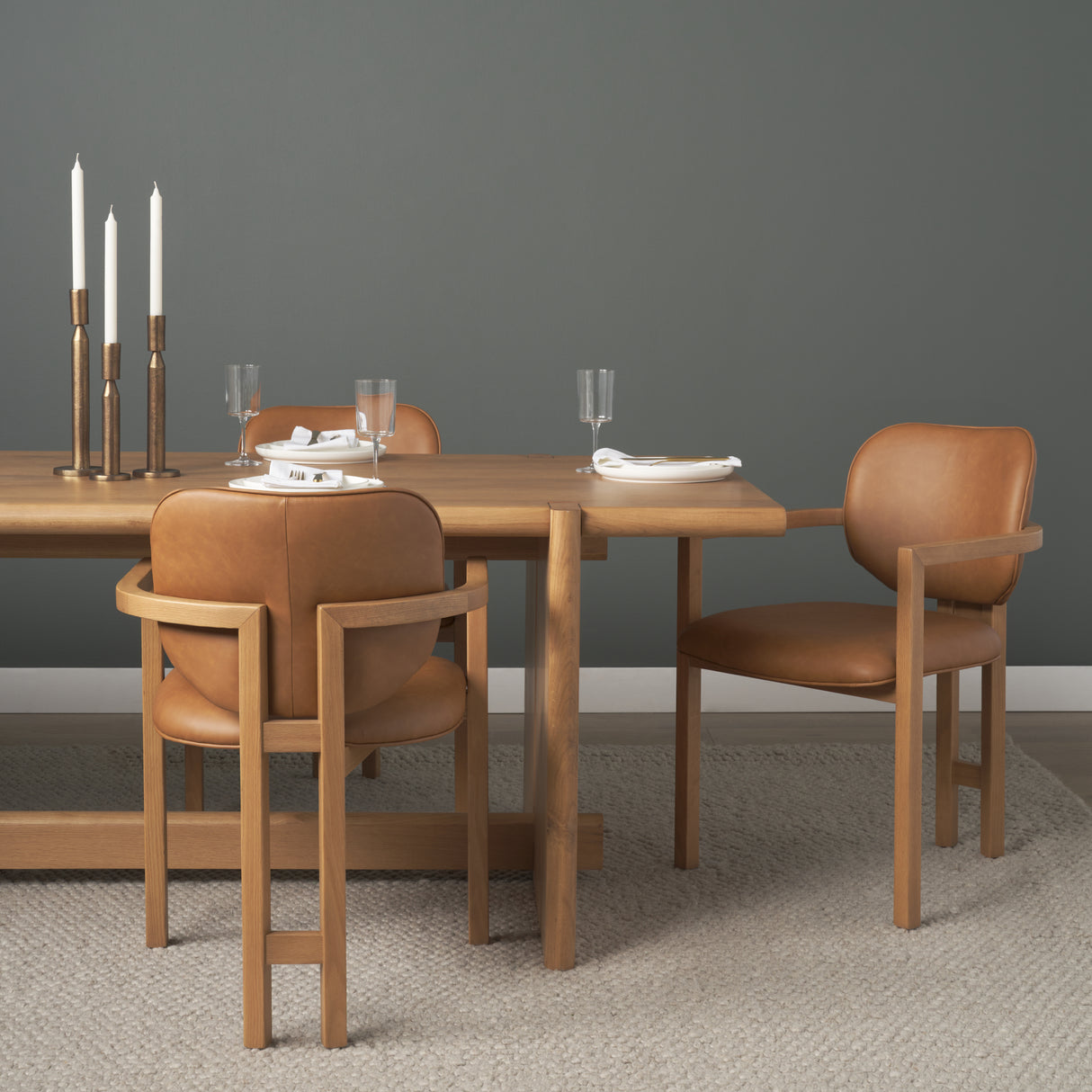 Carlisle Curved Back Tan Leather Tripod Frame Dining Armchair from Mercana - Luna Furniture