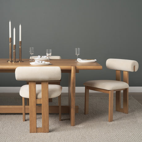 Tribeca Curve Open Back Cream Chenille Tripod Frame Dining Chair, Set of 2 from Mercana - Luna Furniture