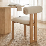 Tribeca Curve Open Back Cream Chenille Tripod Frame Dining Chair, Set of 2
