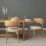 Motley Curved Open Back Cream Fabric and Tan Leather Dining Chair, Set of 2 from Mercana - Luna Furniture