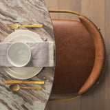 Hollyfield I Brown Leather Seat Gold Iron Frame Dining Chair from Mercana - Luna Furniture