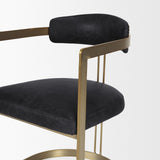 Hollyfield II Black Leather Seat Gold Iron Frame Dining Chair from Mercana - Luna Furniture