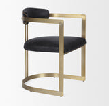Hollyfield II Black Leather Seat Gold Iron Frame Dining Chair from Mercana - Luna Furniture