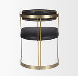 Hollyfield II Black Leather Seat Gold Iron Frame Dining Chair from Mercana - Luna Furniture