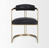 Hollyfield II Black Leather Seat Gold Iron Frame Dining Chair from Mercana - Luna Furniture