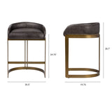 Hollyfield II Black Leather Seat Gold Metal Base Counter Stool from Mercana - Luna Furniture