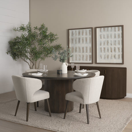 Terra Fluted Dining Table - 4 Niles Chairs - Terra Sideboard from Mercana - Luna Furniture