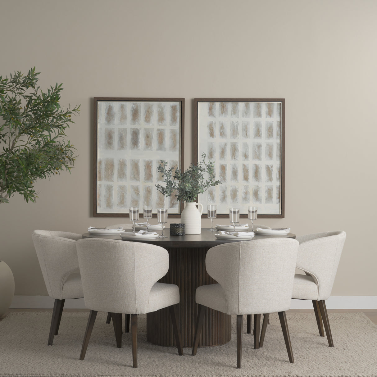 Terra Fluted Dining Table - 6 Niles Chairs from Mercana - Luna Furniture