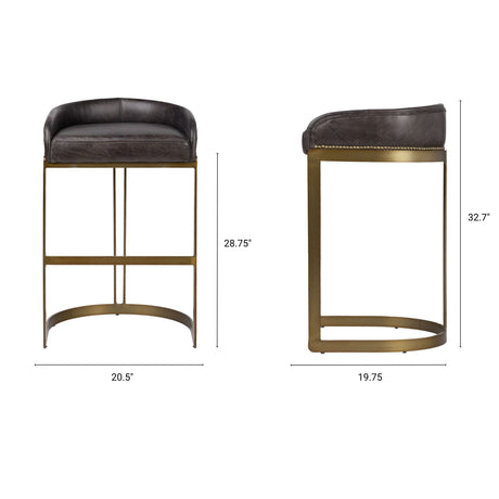 Hollyfield II Black LeatherSeat Gold Metal Base Bar Stool from Mercana - Luna Furniture