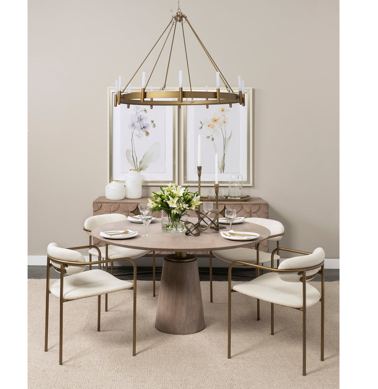 Parker I Cream Fabric Seat Gold Metal Frame Dining Chair, Set of 2 from Mercana - Luna Furniture