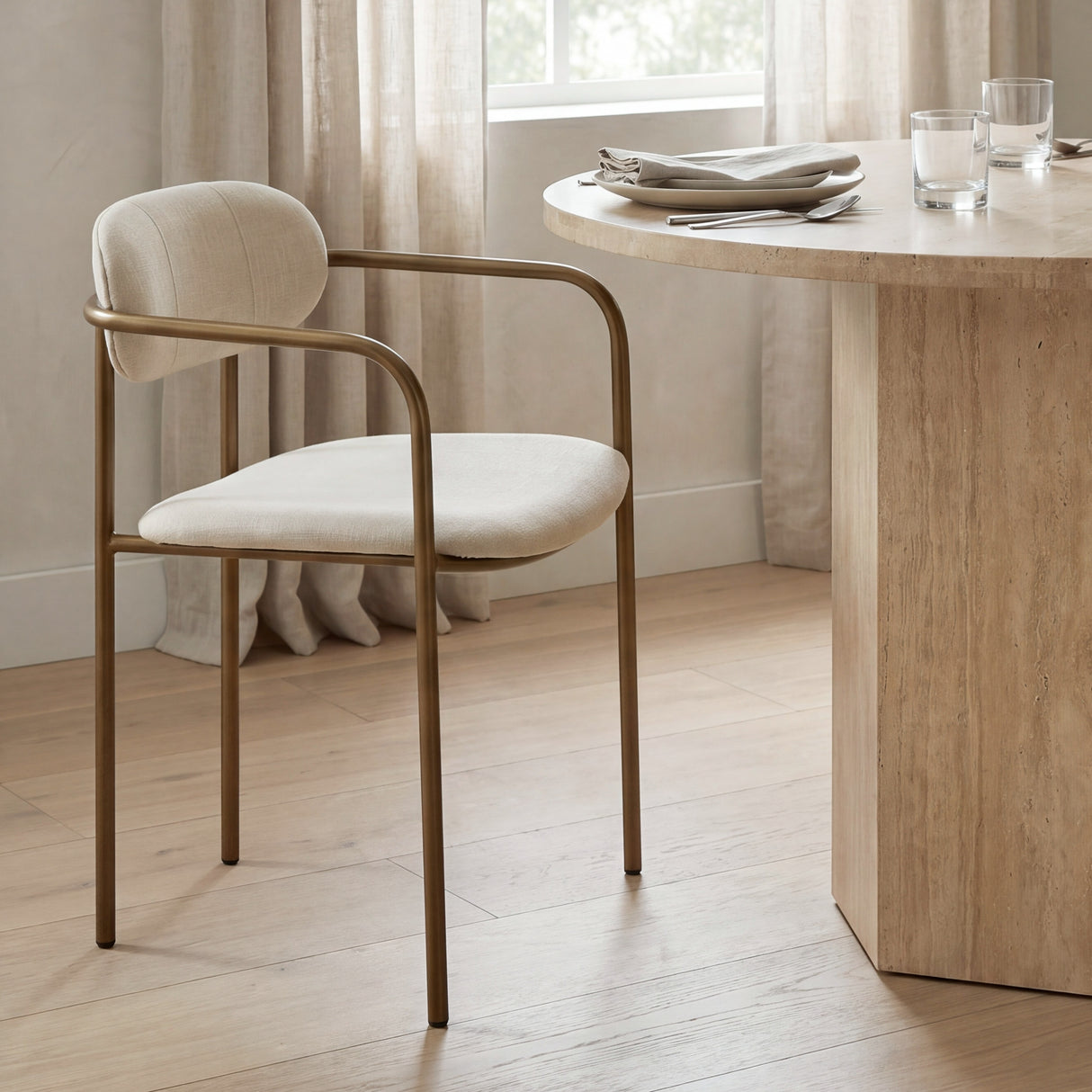 Parker I Cream Fabric Seat Gold Metal Frame Dining Chair, Set of 2 from Mercana - Luna Furniture