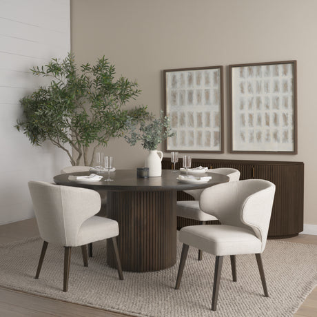 Terra 60L x 60W x 30H Dark Brown Wood Round Fluted Dining Table from Mercana - Luna Furniture