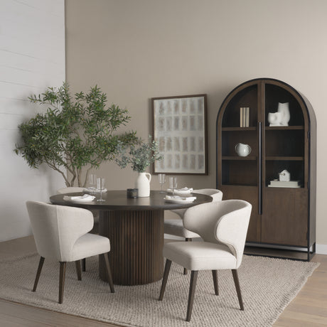 Niles 22.5L x 24.0W x 32.0H Cream Fabric Seat W/ Dark Brown Wooden Legs Wingback Dining Chair from Mercana - Luna Furniture