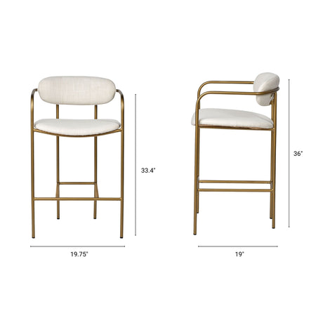 Parker Cream Fabric Seat Gold Metal Counter Stool from Mercana - Luna Furniture