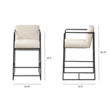 Stamford 36.5" Light Beige Upholstered Seat w/ Wood Back, Metal Frame Counter Stool from Mercana - Luna Furniture