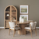 Cline Cream Fabric Upholstered and Light Brown Wood Dining Chair, Set of 2 from Mercana - Luna Furniture
