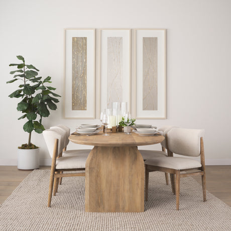Cline Cream Fabric Upholstered and Light Brown Wood Dining Chair, Set of 2 from Mercana - Luna Furniture