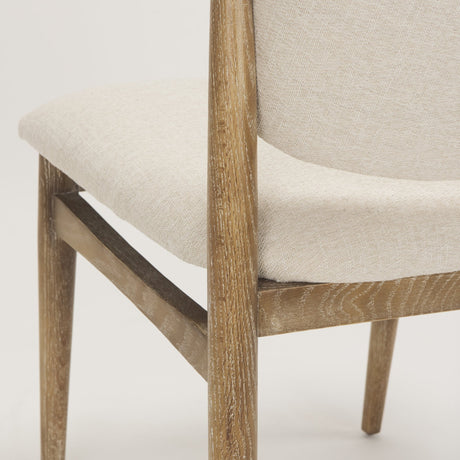 Cline Cream Fabric Upholstered and Light Brown Wood Dining Chair, Set of 2 from Mercana - Luna Furniture
